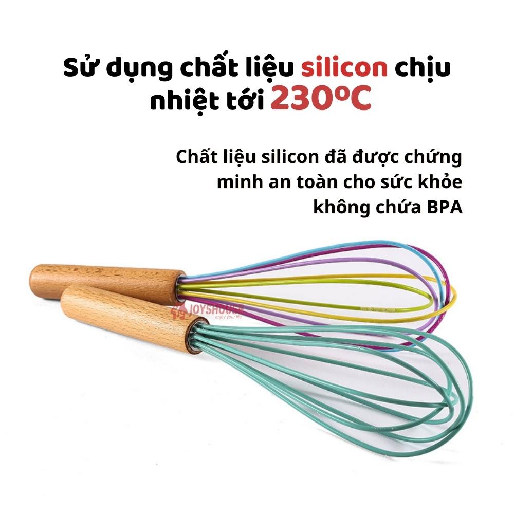 Cây đánh trứng silicon cán gỗ - Phới đánh trứng JOYSHOUSE