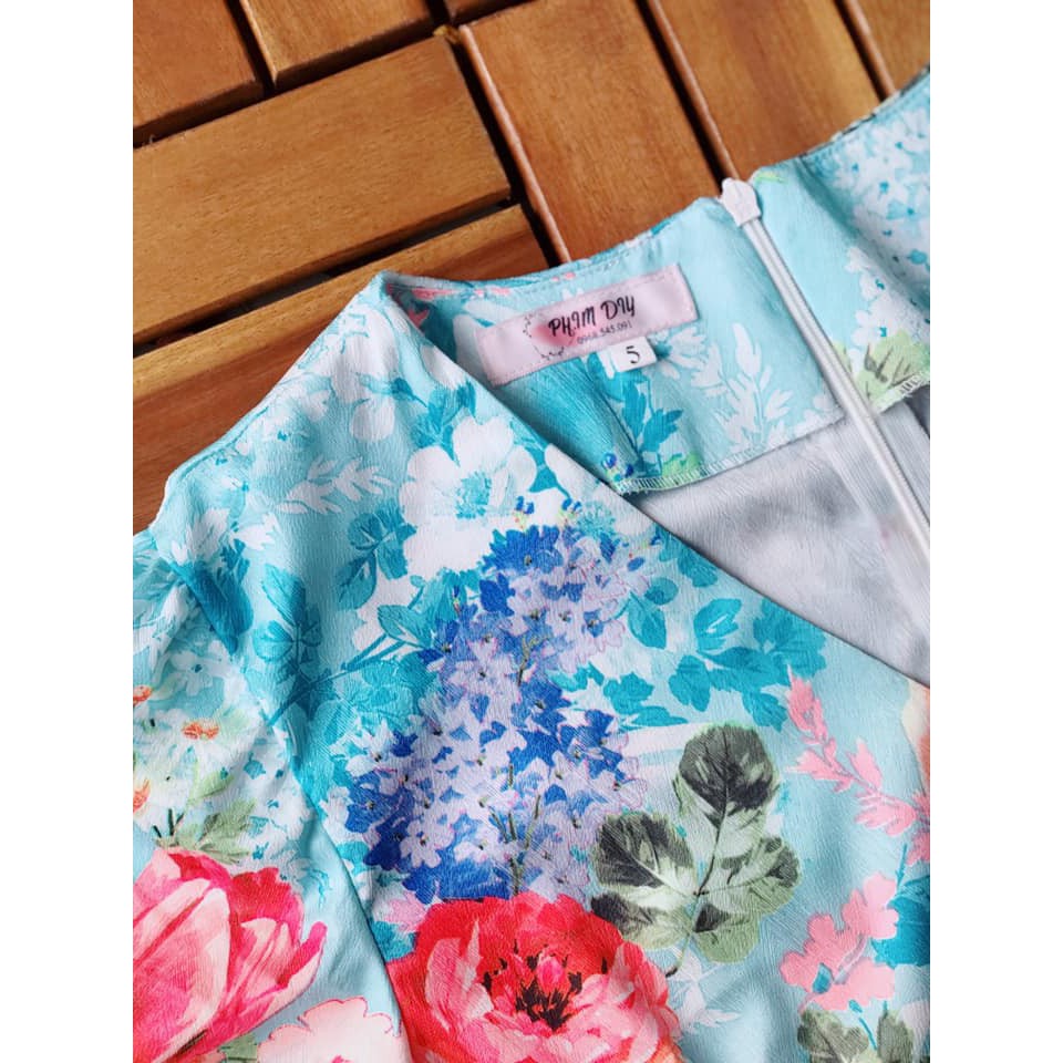 ĐÂM SUÔNG CỔ V THẮT DÂY EO- LỤA VÂN GỖ-LỤA PHÁP CAO CẤP