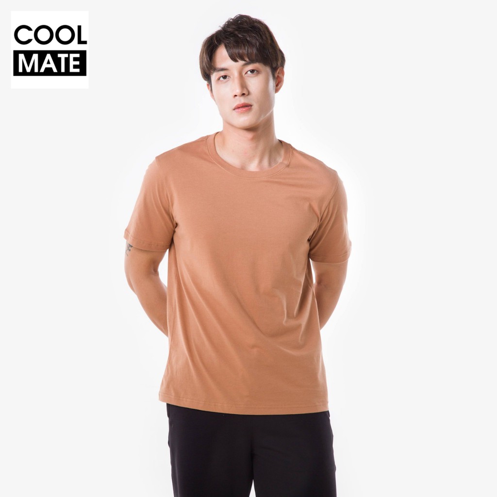 Áo thun nam 100% Cotton Coolmate Basics màu CACAO thương hiệu Coolmate