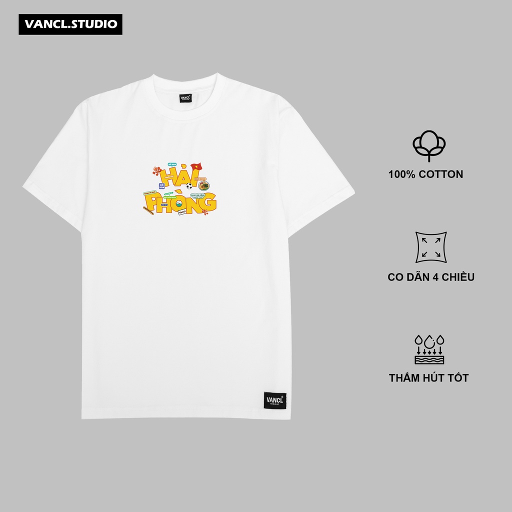 Áo thun unisex form rộng in hình Hải Phòng nam nữ VANCL V027