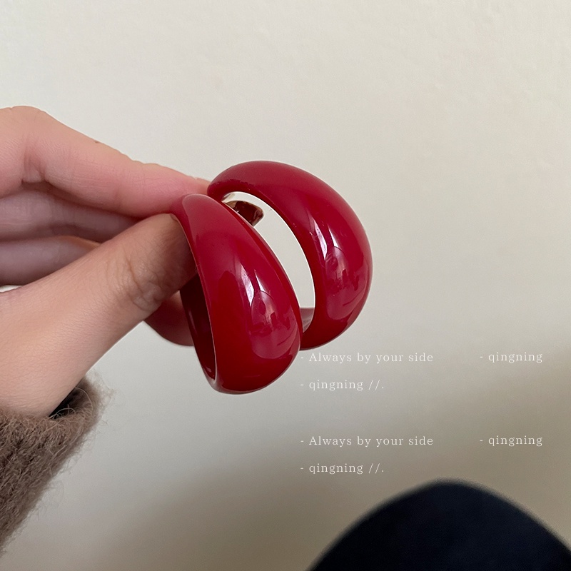 Khuyên tai DREJEW 2 bạc 925 hình chữ C phong cách Hong Kong cổ điển thời trang thu đông