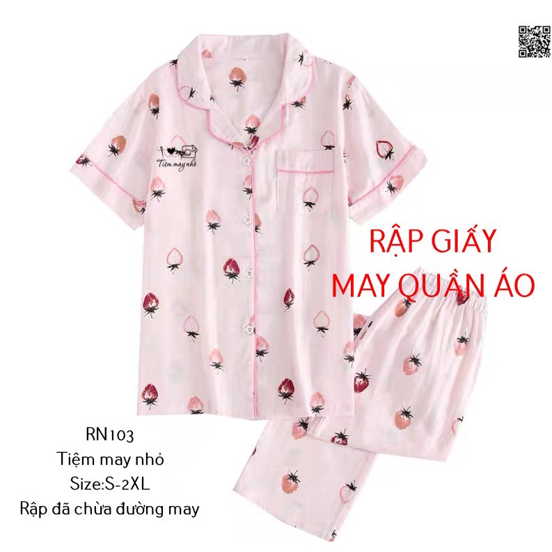 RN103_Rập giấy may bộ pijama nữ ngắn tay