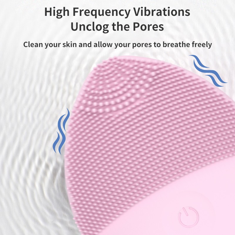 Bàn chải rung massage rửa mặt chạy điện chống lão hoá bằng silicone cao cấp cho nữ