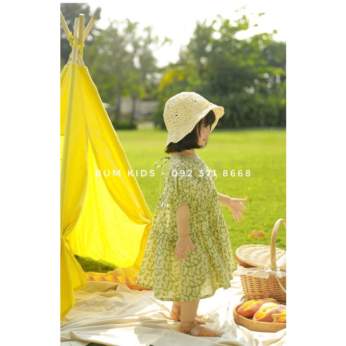Váy hoa cúc xanh lá cực xinh cho bé gái từ 8-35kg cao cấp G04