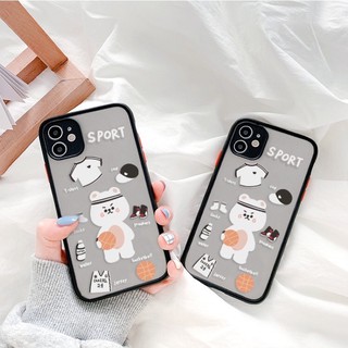 Ốp lưng iphone Gấu Sport nhám viền nổi cong 5/5s/6/6plus/6s/6splus/7/7plus/8/8plus/x/xr/xs/11/12/pro/max/plus/promax