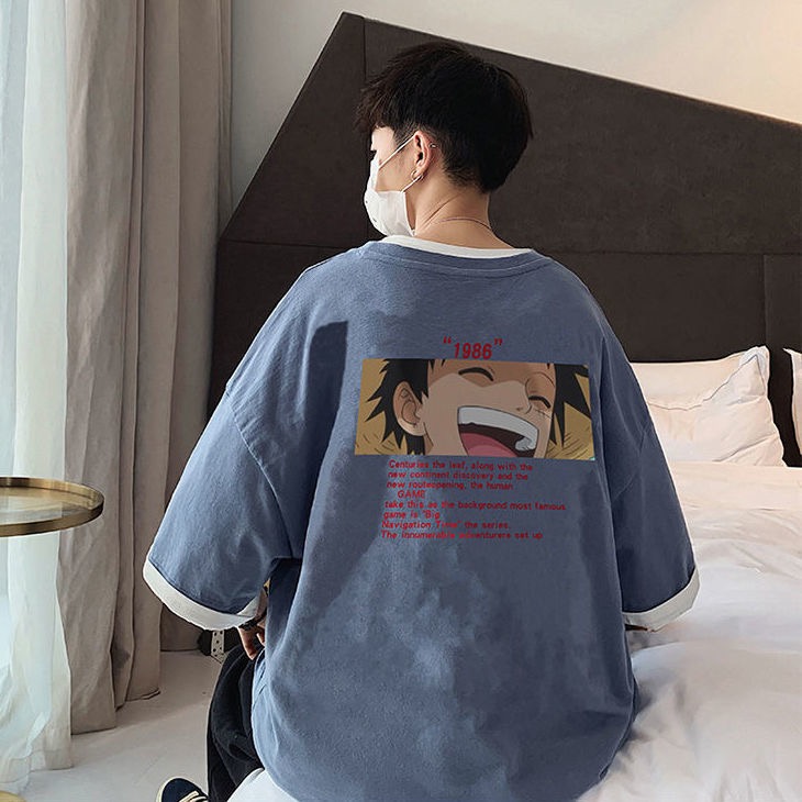 Áo Thun Tay Ngắn Cổ Tròn Dáng Rộng In Hình Luffy one piece Cỡ Lớn Thoải Mái Thời Trang unisex size S-8XL