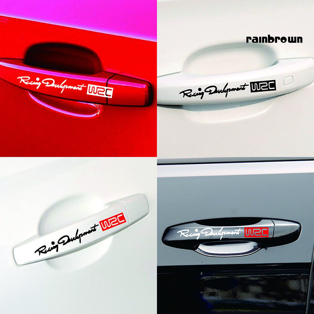 4 Miếng dán trang trí tay nắm cửa xe hơi Toyota Skoda Kia Laada Opel độc đáo