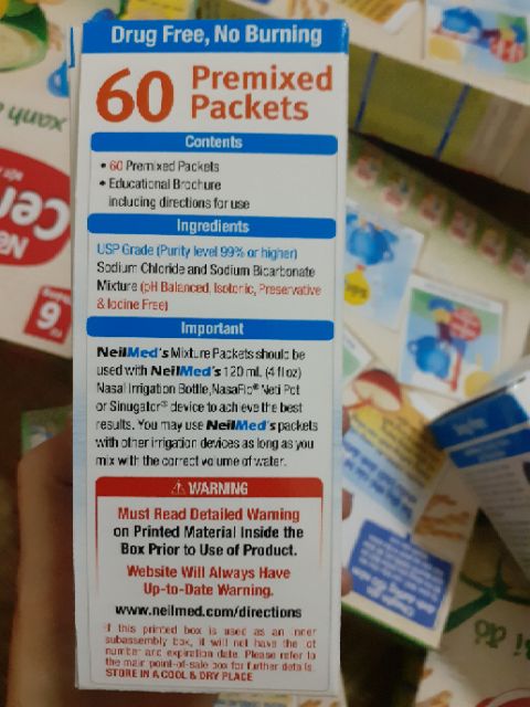 (Date 2023) Bình rửa mũi neilmed 120ml trẻ em kèm 30 muối ( Có tách sét bán lẻ)