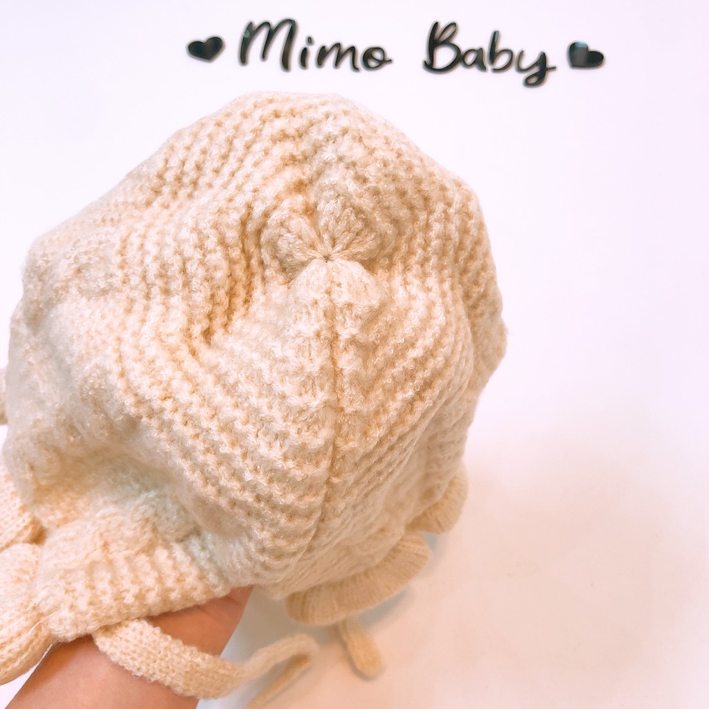 Mũ len viền bèo cho bé gái