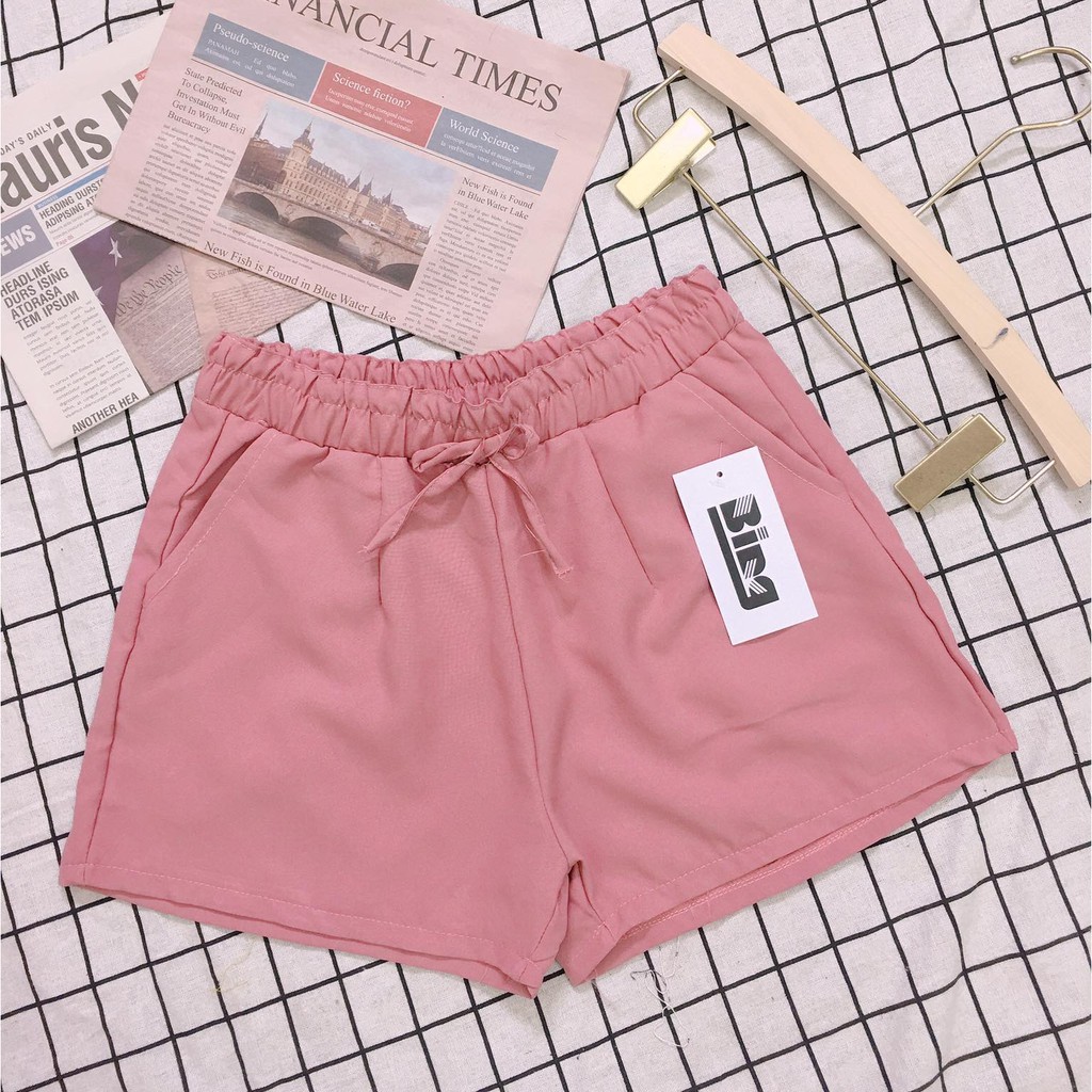 Quần soc kaki mềm có túi buộc nơ xinh nhiều màu cạp chun co dãn