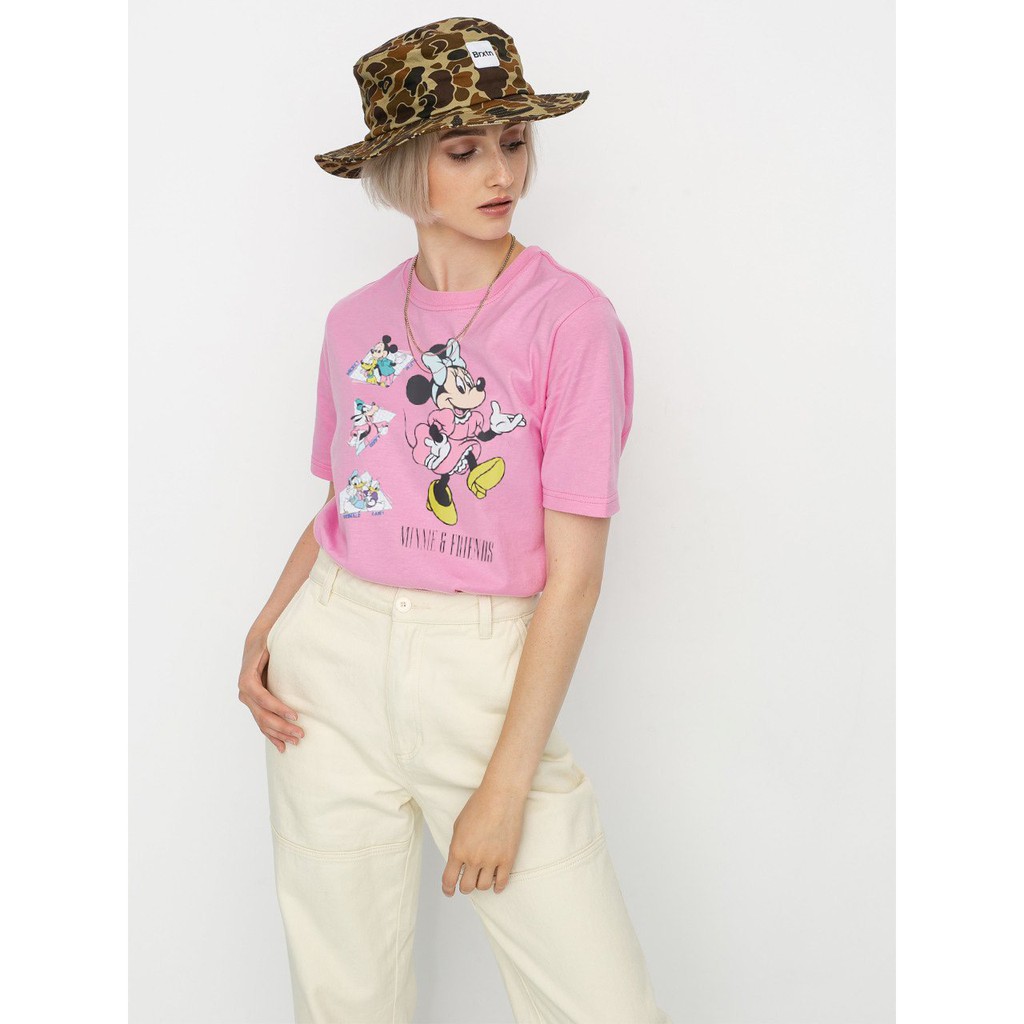 Áo Thun nữ 100% cotton Zara hình chuột Mickey hồng