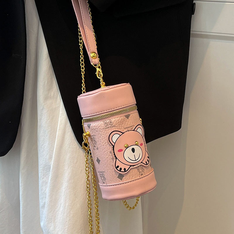 Ielgy Túi Xách Đeo Vai Hình Trụ Phối Dây Xích Kết Cấu Chất Lượng Cao Phổ Biến Cho Nữ