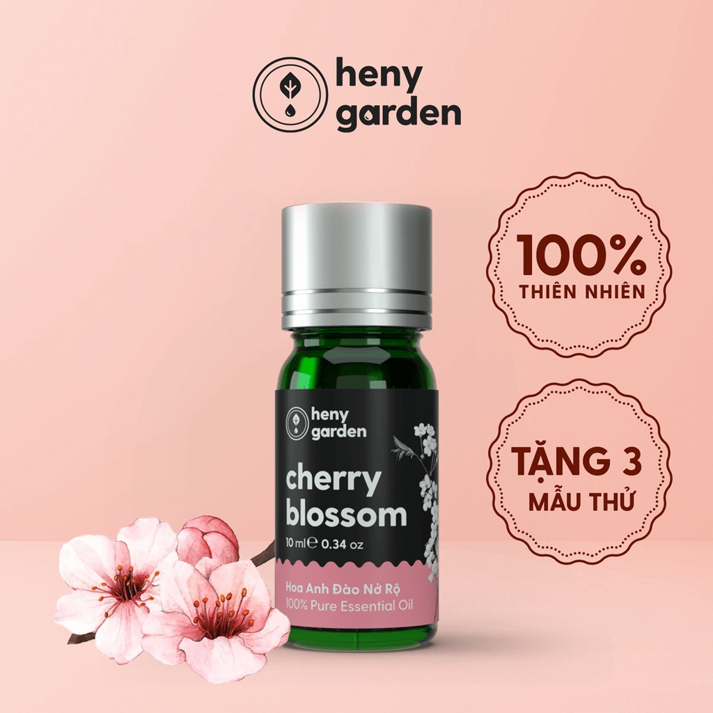 Tinh Dầu Hoa Anh Đào Organic Nguyên Chất Đậm Đặc Xông Thơm Phòng, Làm Nến Thơm Thiên Nhiên, Giúp Dễ Ngủ Heny Garden 10mL