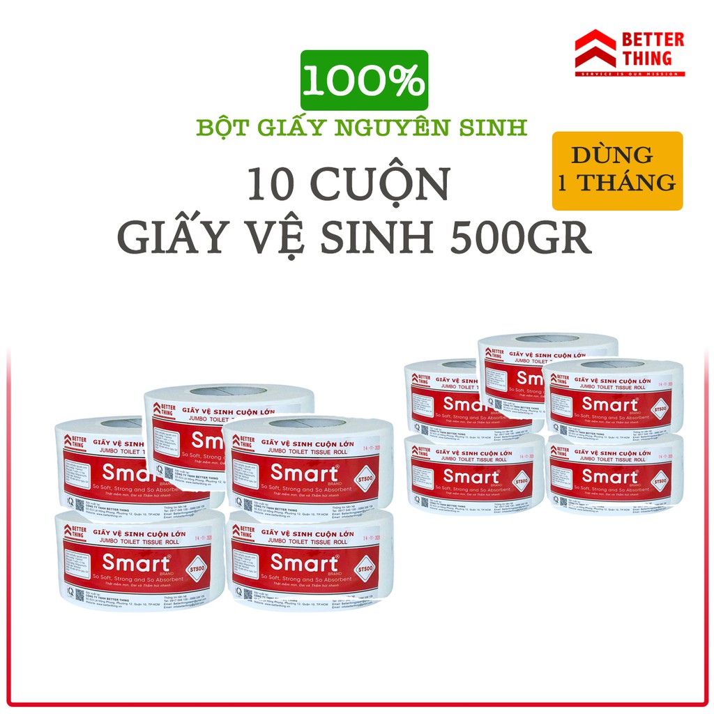 HOẢ TỐC | Combo 10 Cuộn Giấy Vệ Sinh Cuộn Lớn 500 Gram - Giấy Vệ Sinh Cuộn 500gr - Bồn cầu chống nghẹt bồn cầu
