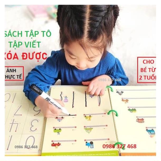 Đồ chơi Montessori, vở tập viết sách tập viết xóa được giáo dục sớm cho bé từ 2+ chất liệu cao cấp_Kèm Bút & Xóa