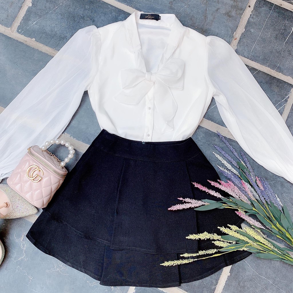 [Mã WASTNgiảm tối đa 15K đơn 0đ] ÁO SƠ MI NỮ DÀI TAY,ÁO SƠ MI TRẮNG NỮ CHẤT VẢI VOAN PHỐI TAY LƯỚI XINH LUNG L | BigBuy360 - bigbuy360.vn