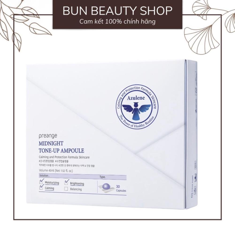 Tinh chất dưỡng trắng da Preange midnight tone-up ampoule hộp 30 viên dành cho da nhạy cảm