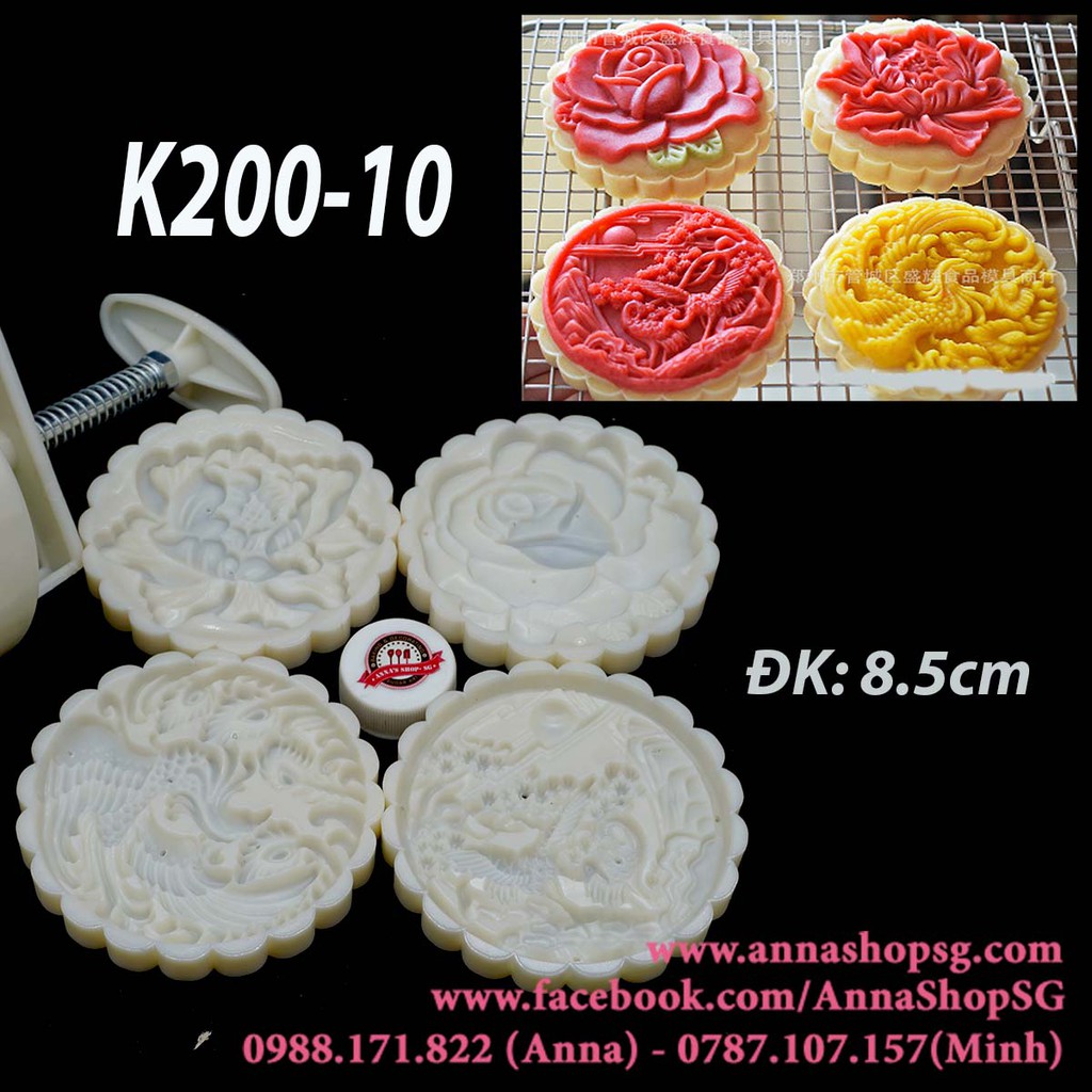 KHUÔN TRUNG THU 200g HOA HỒNG, MẪU ĐƠN K200-10