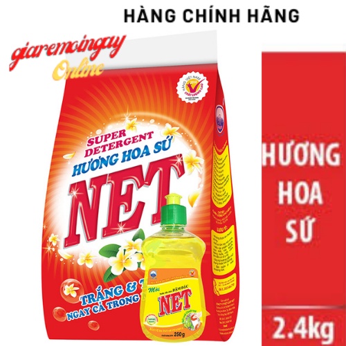 Bột giặt NET Hương Hoa Sứ 2,4kg + NRC NET Chanh 250gr Đậm đặc