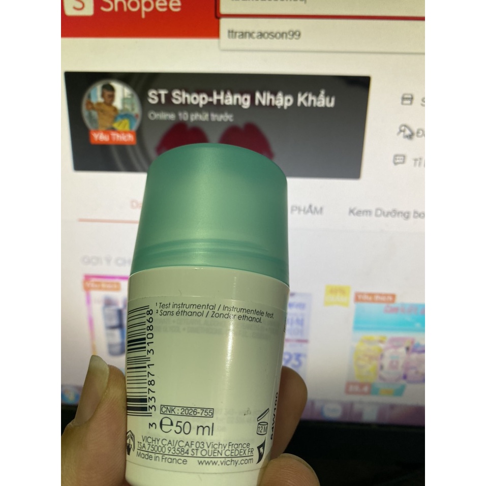 Lăn nách khử mùi 72h Vichy-Pháp 50Ml