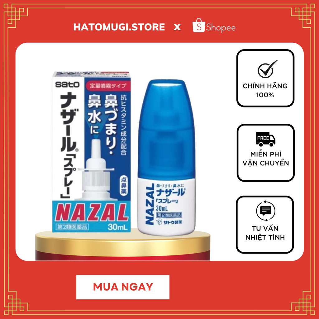 Xịt mũi nazal nhật [Hiệu quả 100%-Hàng Auth]  Xịt ngạt mũi Nazal Nhật Bản 30ml