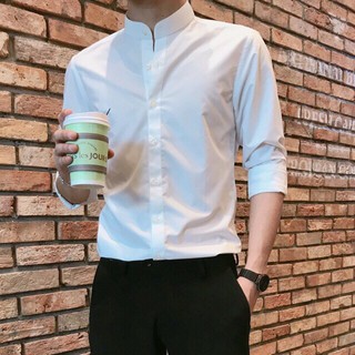 Áo sơ mi nam cổ tàu dài tay kojiba( LỤA TRƠN - KHÔNG NHĂN)