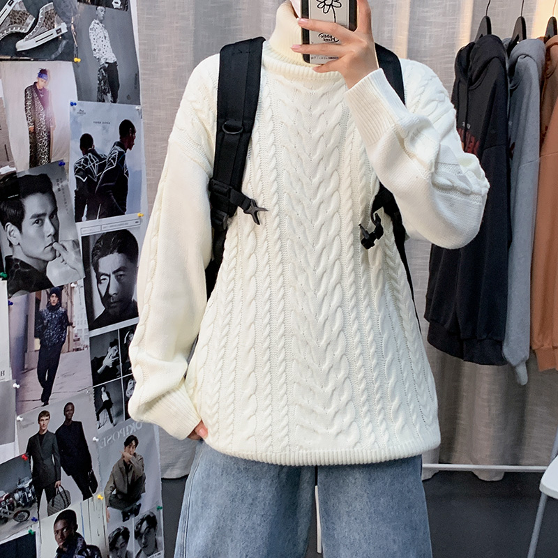 Áo sweater cổ lọ dáng rộng ấm áp phong cách trẻ trung cá tính cho nam