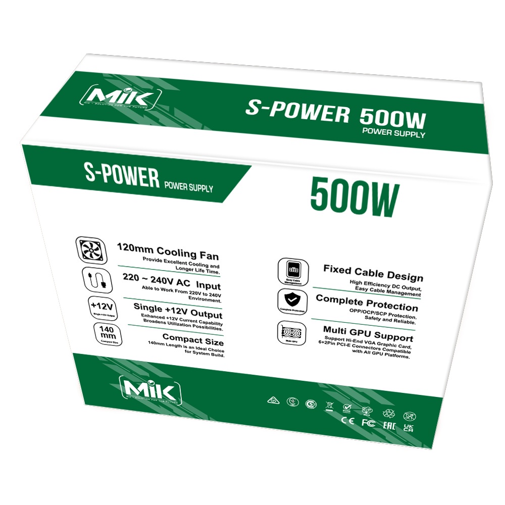 Nguồn Máy Tính Bộ Nguồn PC MIK S POWER 500 - Bảo Hành 3 Năm - Hoàng Long Computer