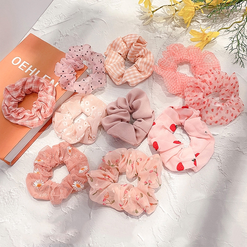 Set 4 dây buộc tóc AY co giãn phong cách Hàn Quốc cho nữ