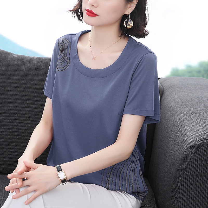 NT7251 Áo thun nữ hè tay ngắn cho người trung tuổi hàng nhập (50-75kg)