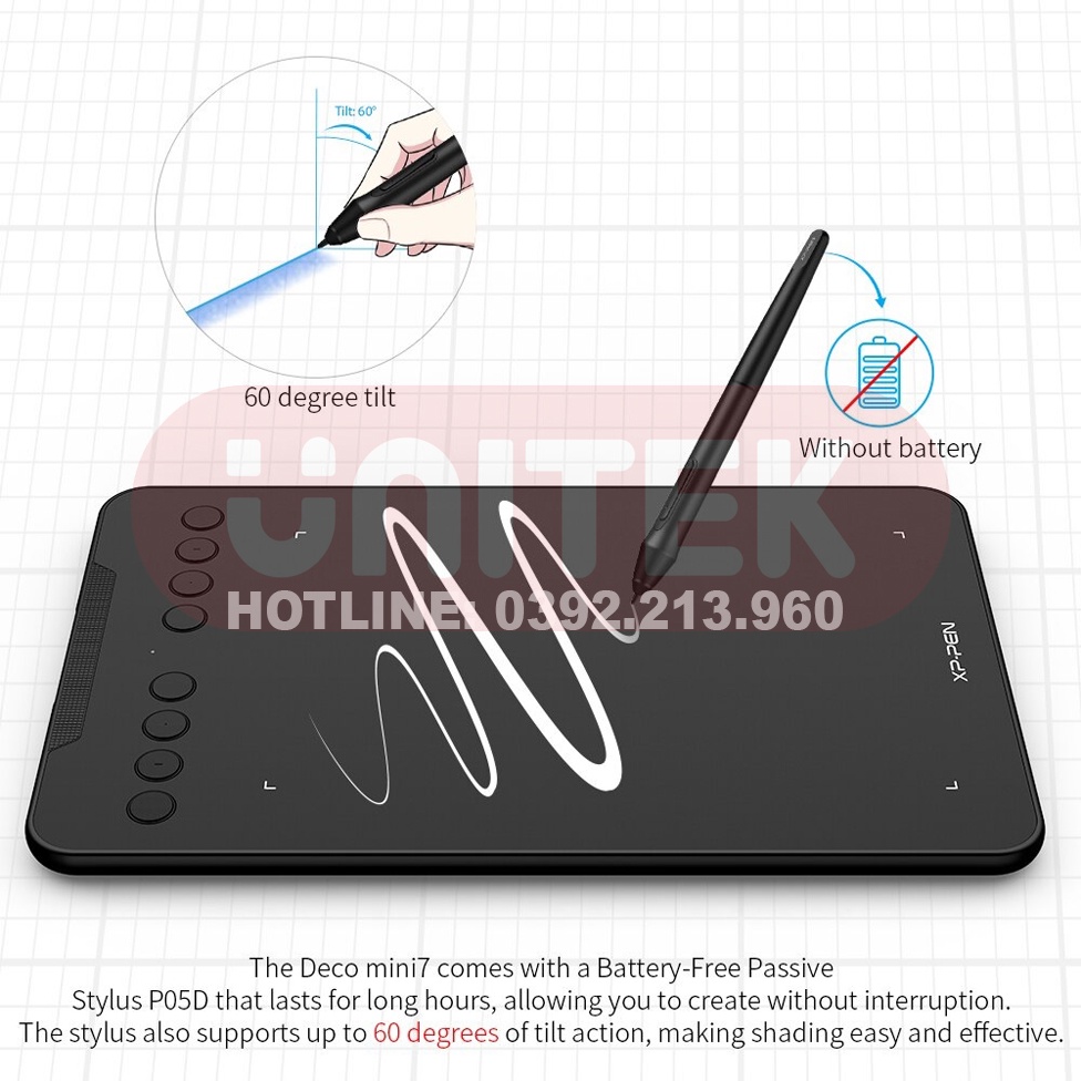 Bảng Vẽ Điện tử XP-PEN Deco Mini7 Android Hỗ Trợ Cảm Ứng Nghiêng