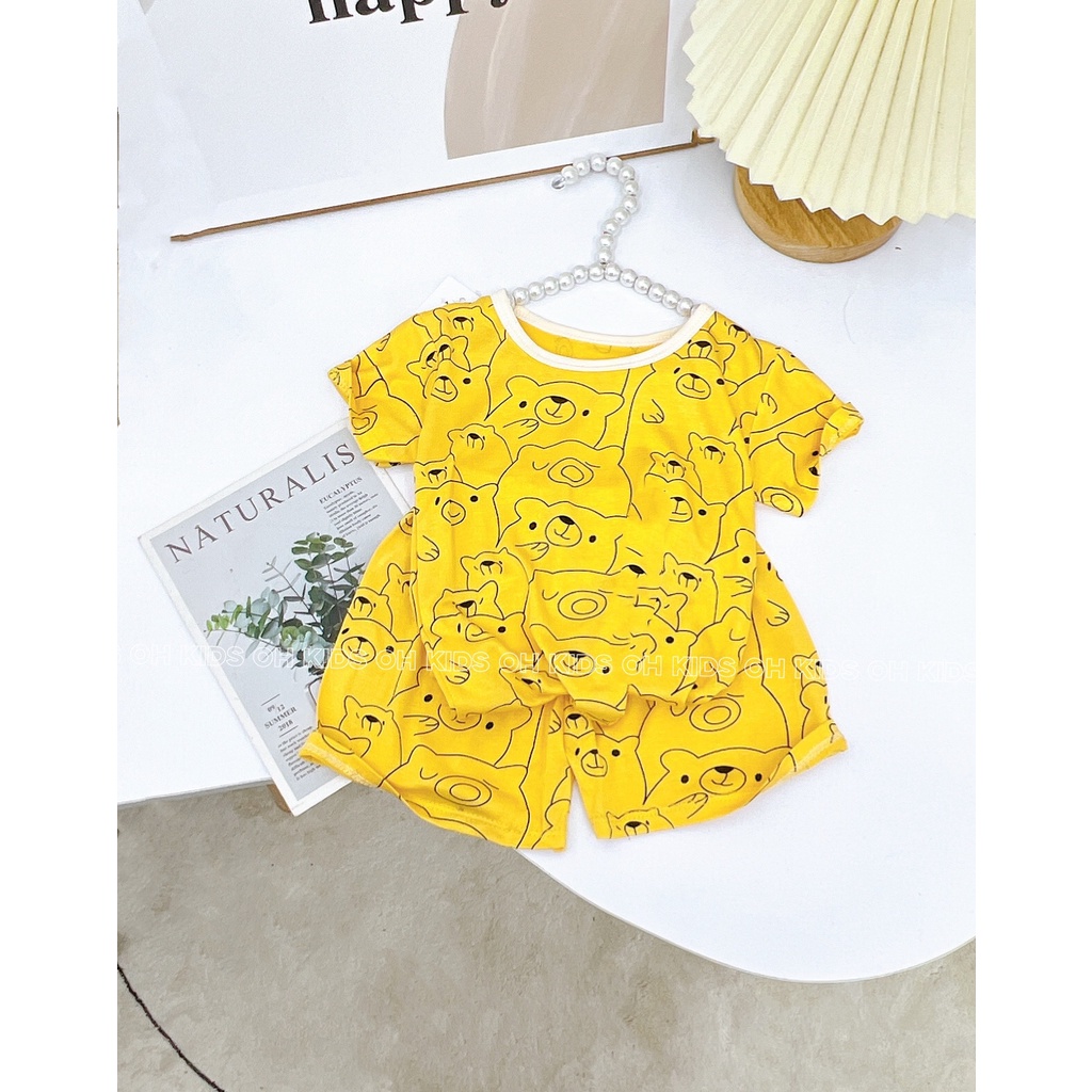 Bộ thun lạnh cho bé, bộ thun lạnh gấu thường cho bé trai bé gái