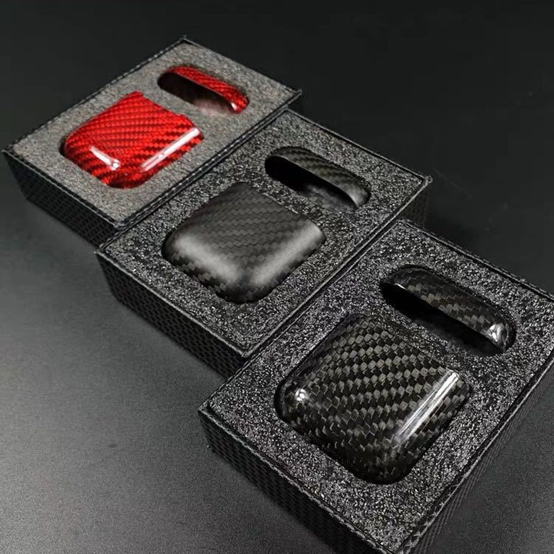 Vỏ bảo vệ hộp sạc tai nghe bluetooth không dây bằng sợi carbon thích hợp cho Airpods 2