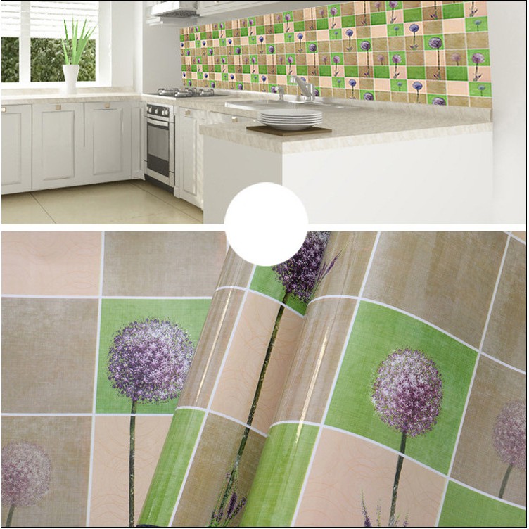 Decal giấy dán bếp ô hoa bồ công anh khổ 45cm keo sẵn