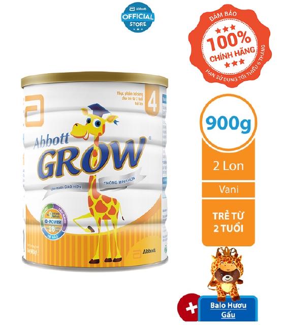 [Mã FMCG80 giảm 10% đơn từ 400K] [Tặng Balo Hươu] Bộ 02 lon Sữa bột Abbott Grow 4 900g/lon