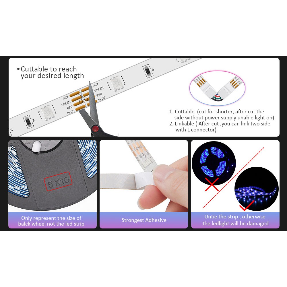 Dải Đèn LED Tiktok SGALAS RGB 2835 SMD Chống Thấm Nước DC12V Với Điều Khiển Từ Xa WIFI IR