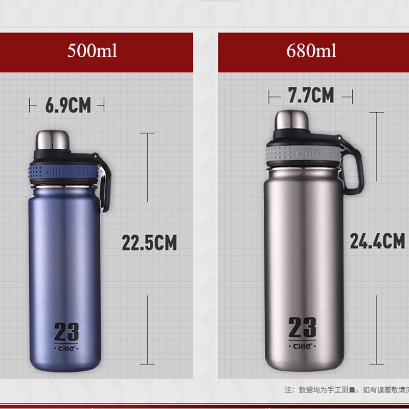 Bình nước mang đi du lịch 680ml lõi thép không gỉ 304 kiểu thể thao