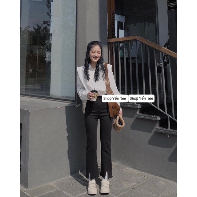 ( Mẫu Hot 2022 ) Quần jeans Ống đứng Xẻ giữa