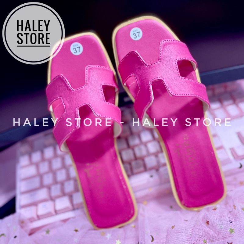 Dép bệt nữ quai ngang HALEY STORE chữ H HM hàng đẹp nhiều màu đẹp thời trang đi chơi đi biển đi du lịch màu hồng