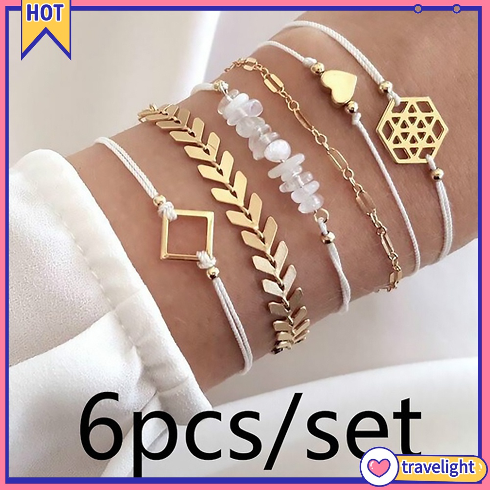 Set 6 vòng tay nhiều kiểu dáng thời trang phong cách dân tộc xinh xắn cho nữ