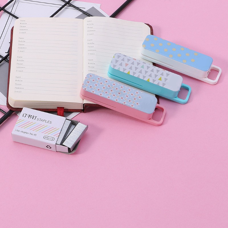 Bộ dụng cụ bấm ghim mini 3 màu tuỳ chọn