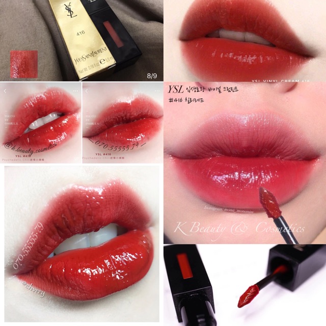 [YSL] Son Kem YSL Vinyl 416 và YSL Tatouage 16