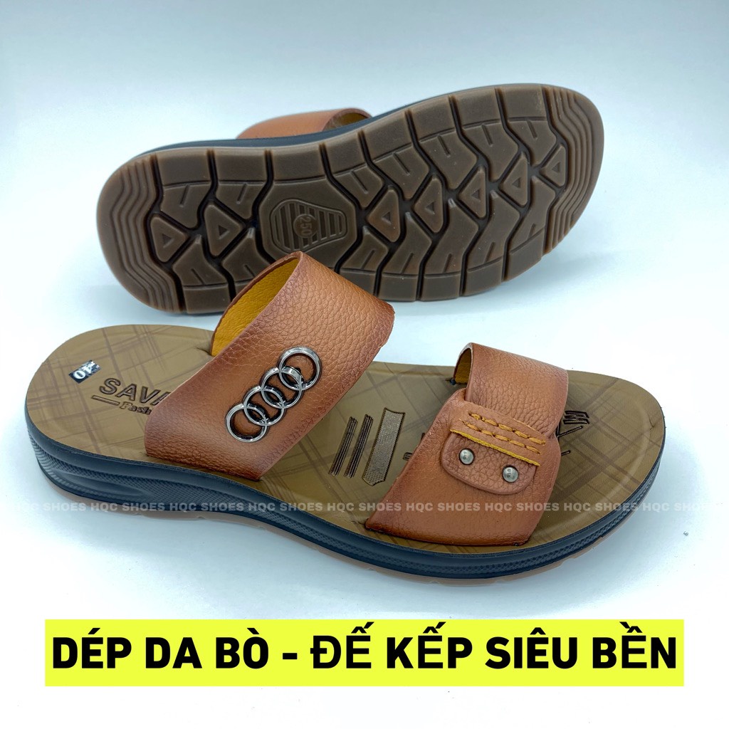 Dép nam da bò cao cấp đế kếp siêu bền tăng chiều cao 3,5cm DE332