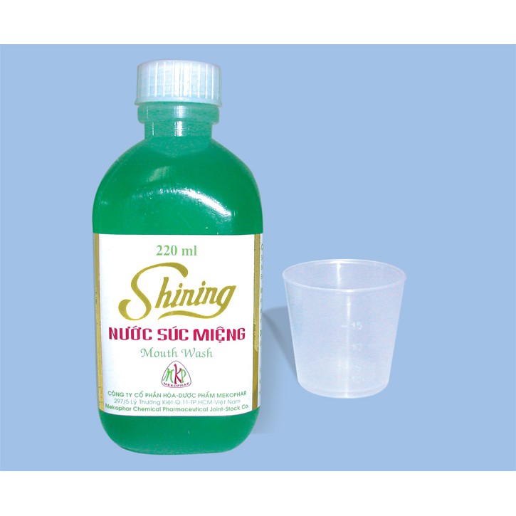 Nước súc miệng Shining Mekophar (Chai 220ml) màu xanh [sining, shine, listerin, listerine]