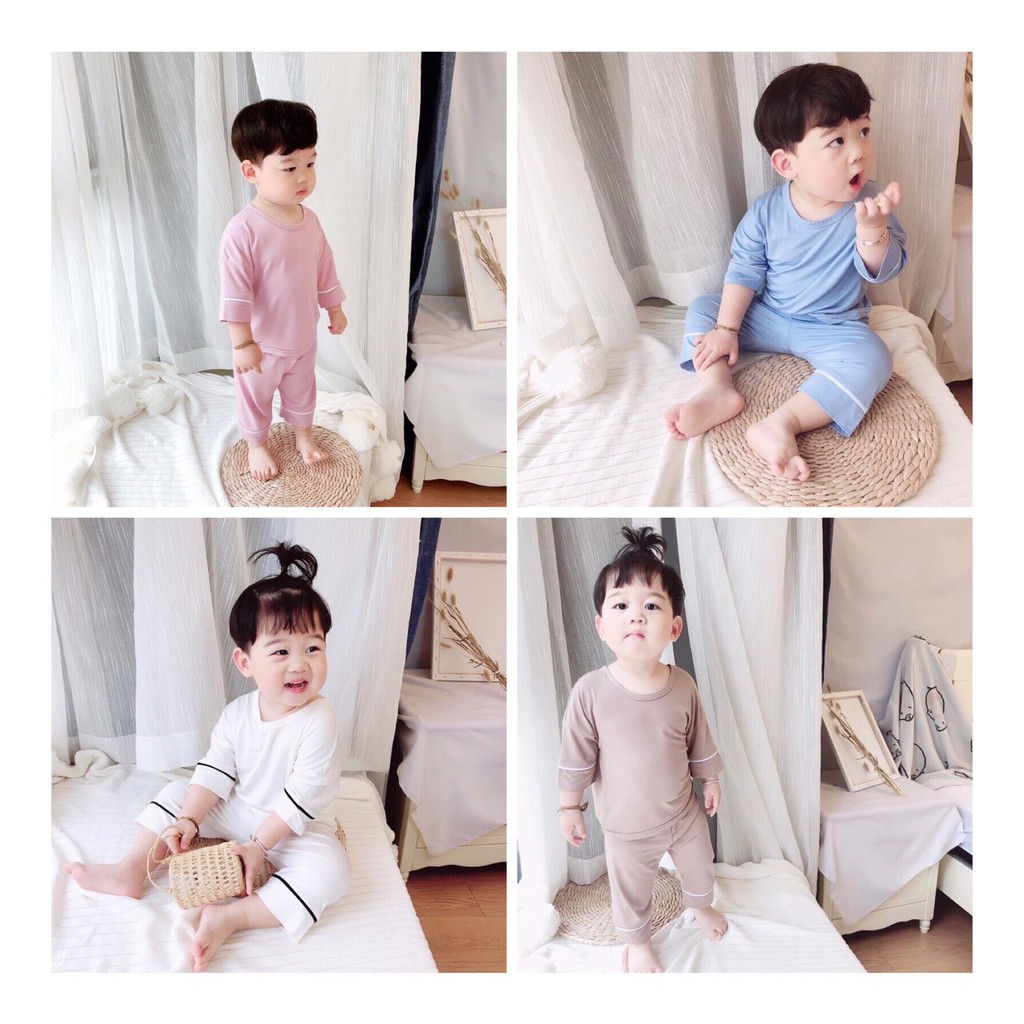 Sale! Bộ quần áo trẻ em thu đông dài tay Thun Lạnh Minky Mom chính hãng Chạy Viền Cho Bé Gái Bé Trai (DT6)