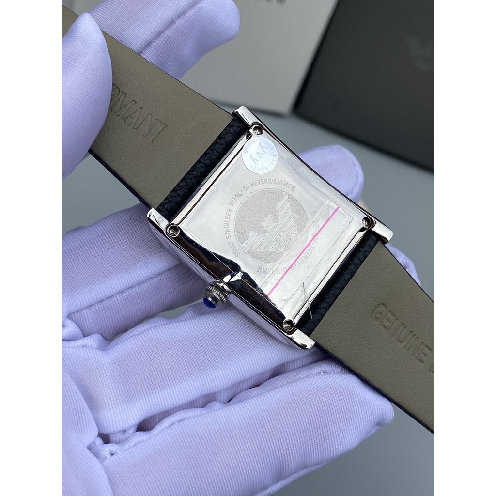 Đồng hồ Nam thời trang Armani dáng tank, dây da cao cấp
