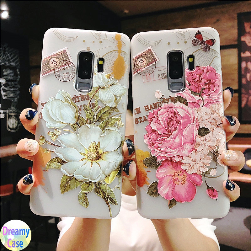 Ốp lưng điện thoại in hoạt hình White Pink Peony Pattern cho Samsung Galaxy A51 A71 A50S A30S A70 A50 A30 A20 A10 M10 A7 2018 Note 10 9 8 S20 Ultra S10 S9 S8 Plus