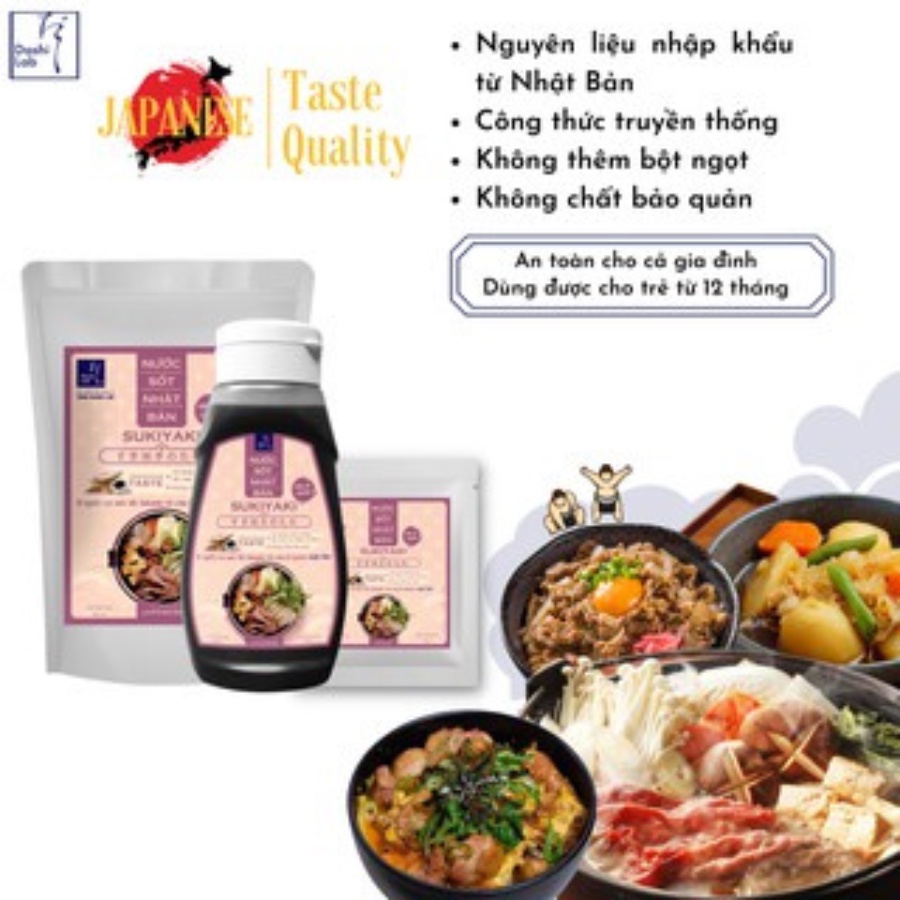 Nước Sốt Lẩu Sukiyaki Nhật Bản Dashi Lab Truyền Thống Không Chất Bảo Quản 340g/chai