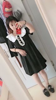Váy cổ tiểu thư dáng xuông cute (có ảnh thật)