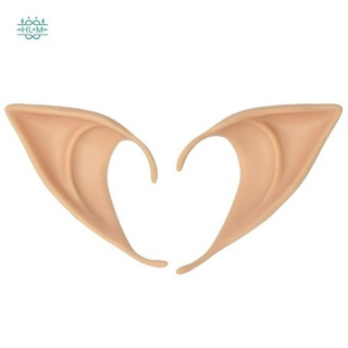 →[In stock]-1 Pair PVC Fairy Pixie Fake Elf Ears Halloween Mask New Party Mask Scary Halloween Decoration Soft Pointed Prosthetic Ears Skin tone